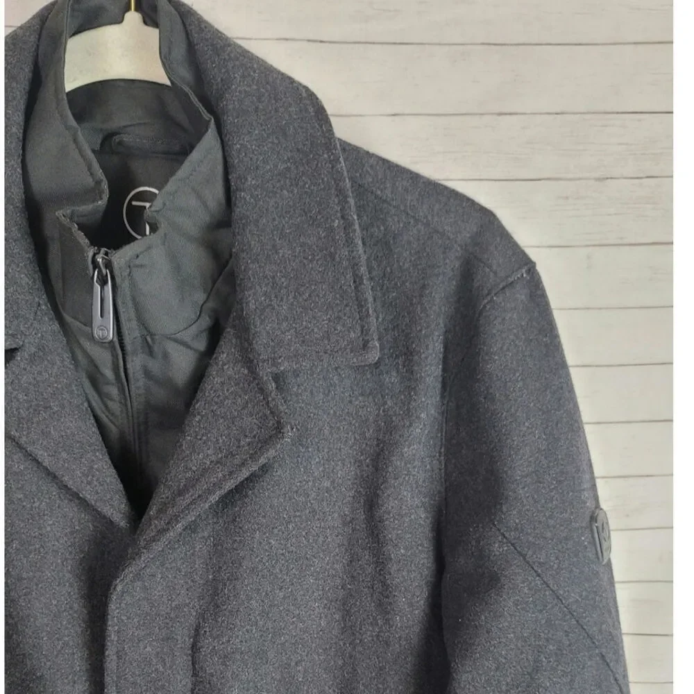 Tech by TUMI Traveler Waterproof Wool Quilt Lined Zip-Up Coat in Gray, sz Small